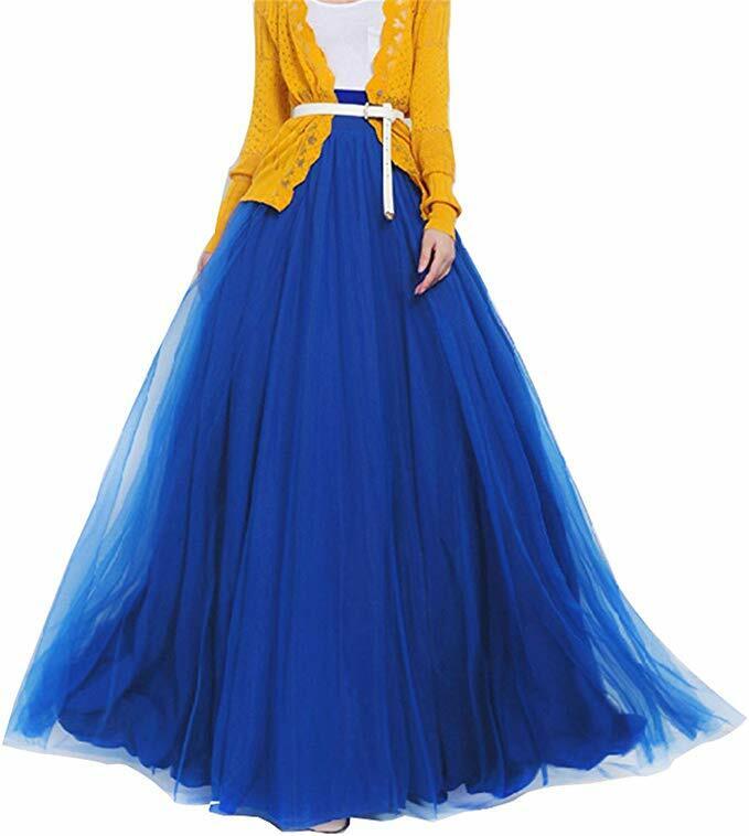 Women Long Maxi Tulle Skirt Floor Length for Wedding Party Evening Puffy Skirts - Picture 11 of 19