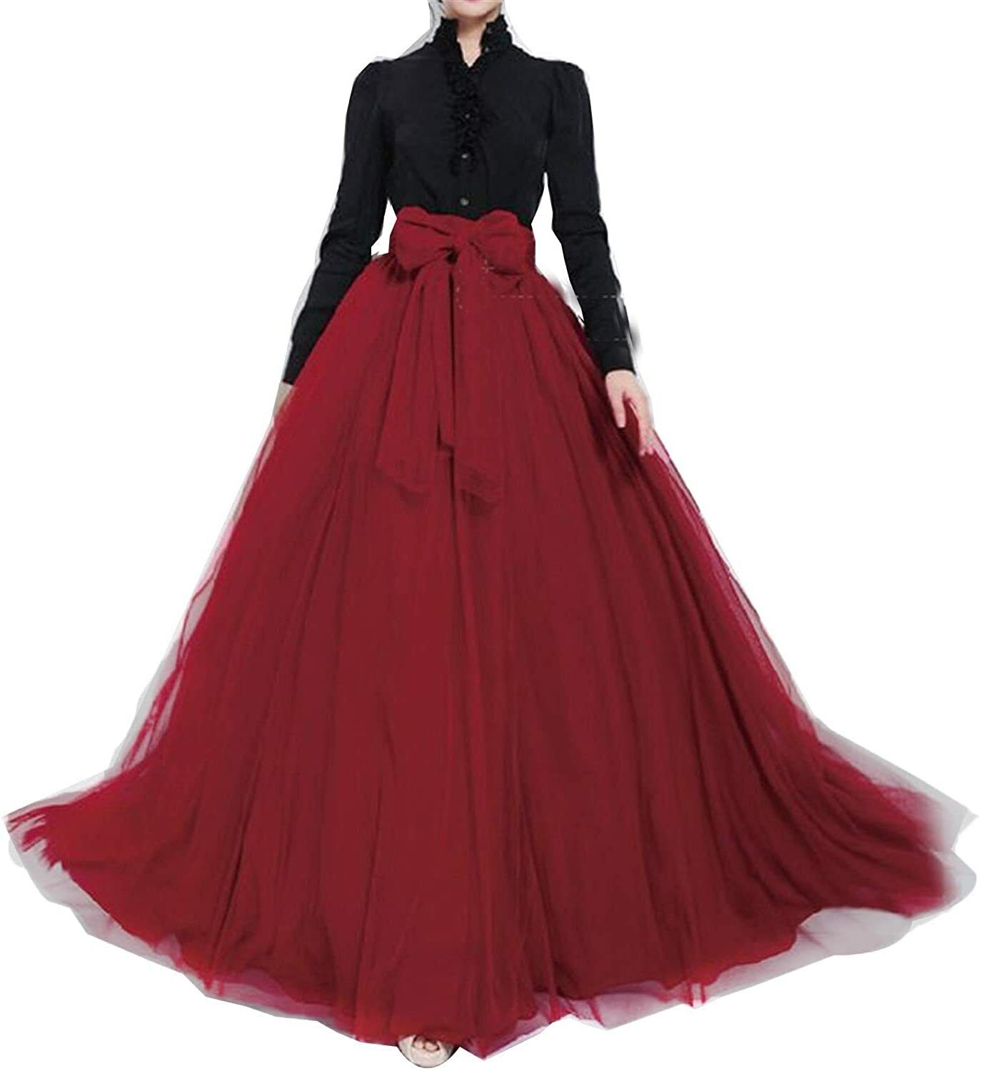 Women Long Maxi Tulle Skirt Floor Length for Wedding Party Evening Puffy Skirts - Picture 12 of 19