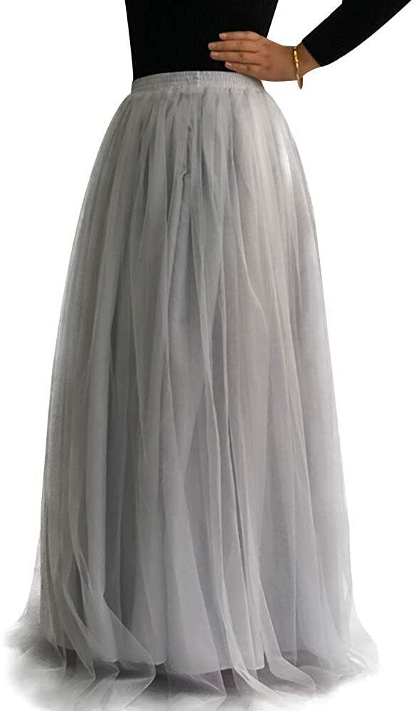 Women Long Maxi Tulle Skirt Floor Length for Wedding Party Evening Puffy Skirts - Picture 14 of 19