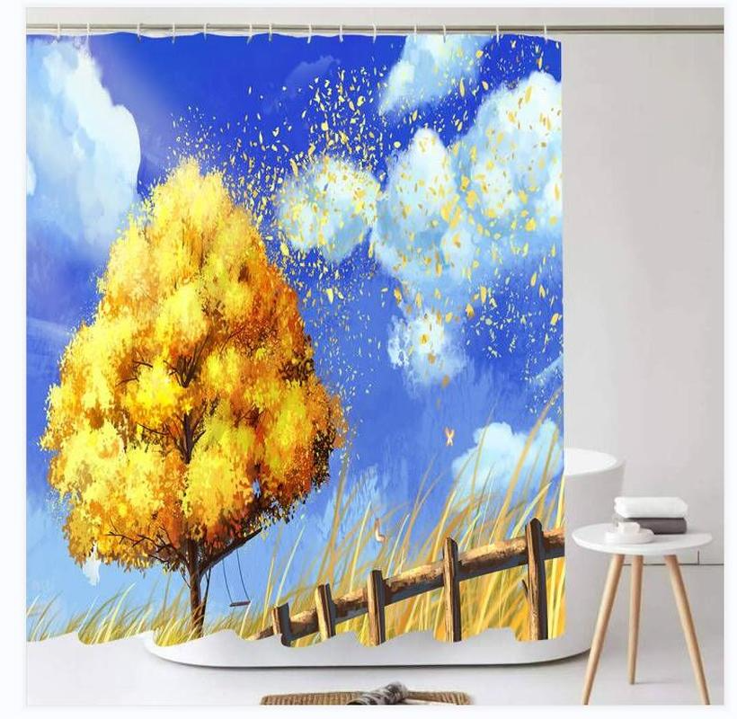 Animal Bathroom Shower Curtain Western Vintage Rustic Decoration with Hooks - Picture 11 of 26