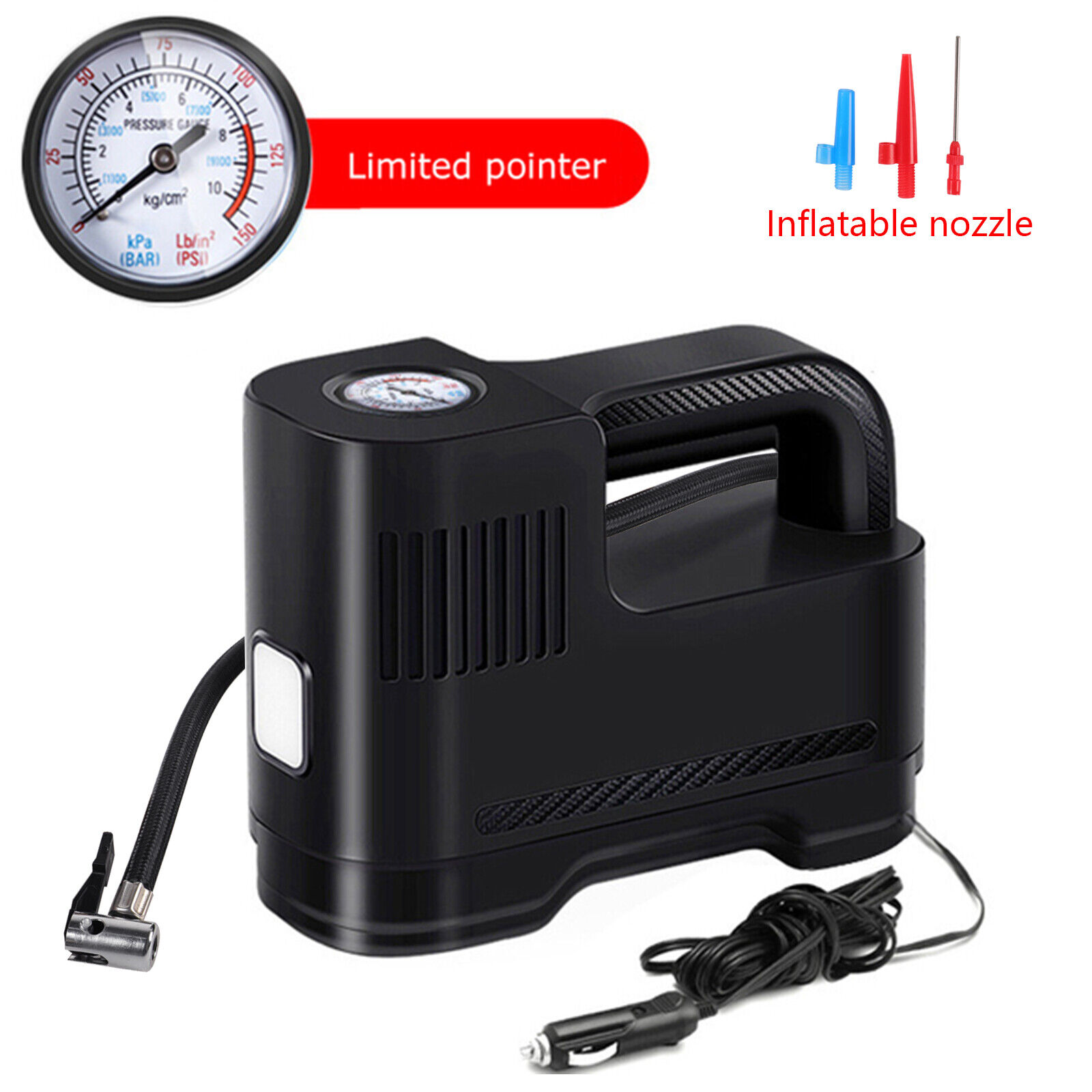 12V 150PSI Tire Inflator Auto Car Air Pump Digital Compressor LED Light Portable