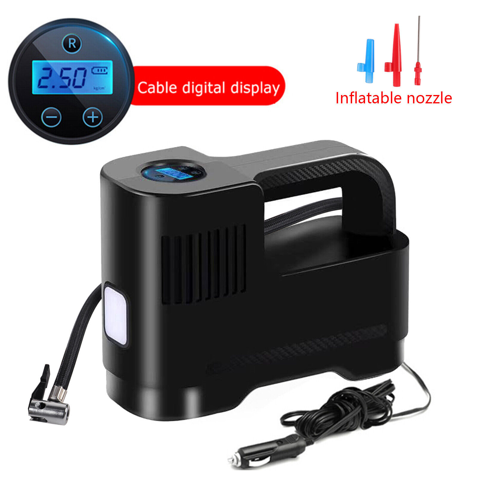 12V 150PSI Tire Inflator Auto Car Air Pump Digital Compressor LED Light Portable