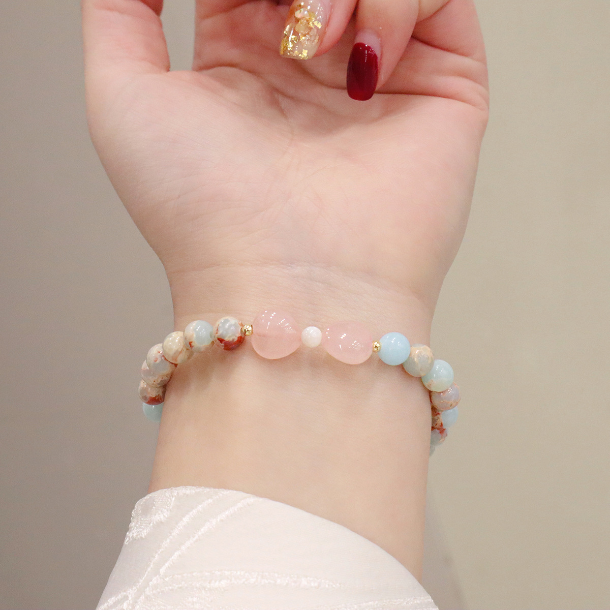 Shoushan Stein Armband Rosa Kristall Premium Naturstein Armband für Damen - Bild 14 von 15