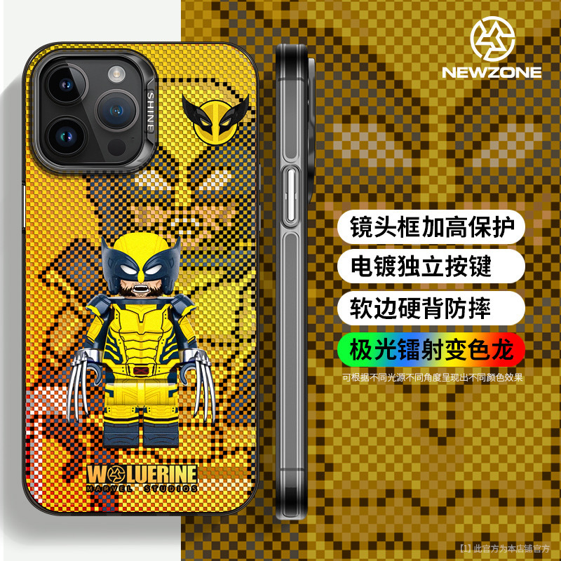 Deadpool Wolverine Apple 15/14/13 Promax Laser Anti Drop iPhone 12 Case - Picture 30 of 30