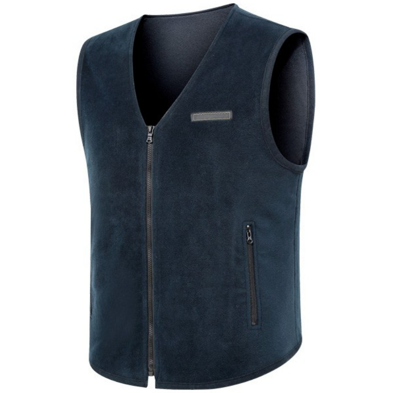 Men Casual Zipper Fleece Lined Warm Waistcoat Sleeveless Tank Tops V-Neck Vest