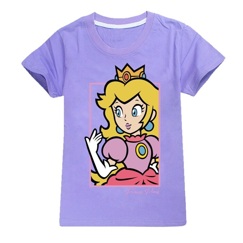Grils Super Mario Princess Peach T-Shirts Casual Short Sleeve T-Shirt Tops Gifts