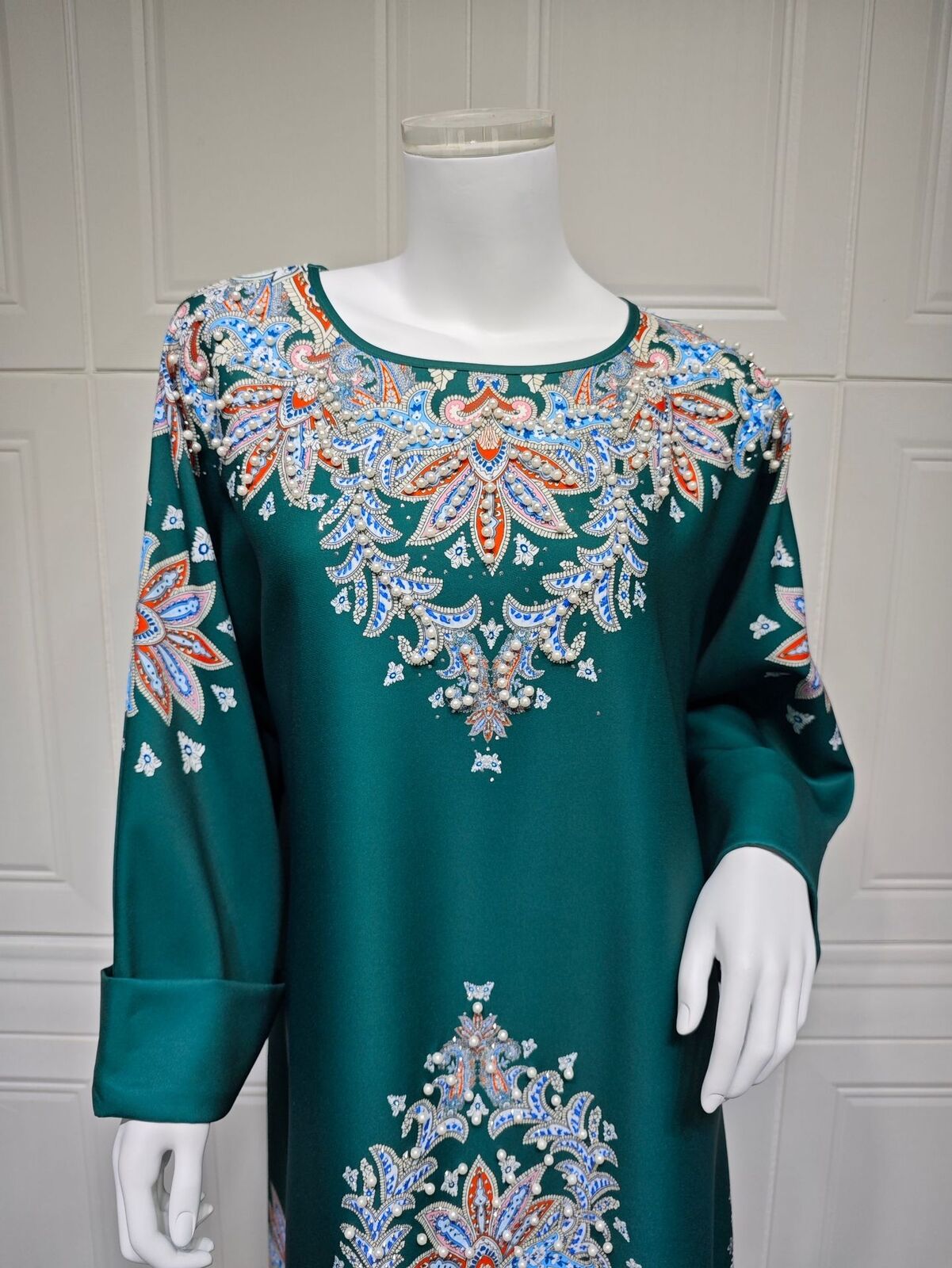 Women Muslim Abaya Maxi Dress Evening Kaftan Long Robe Floral Printed Arab Gown - Picture 32 of 406