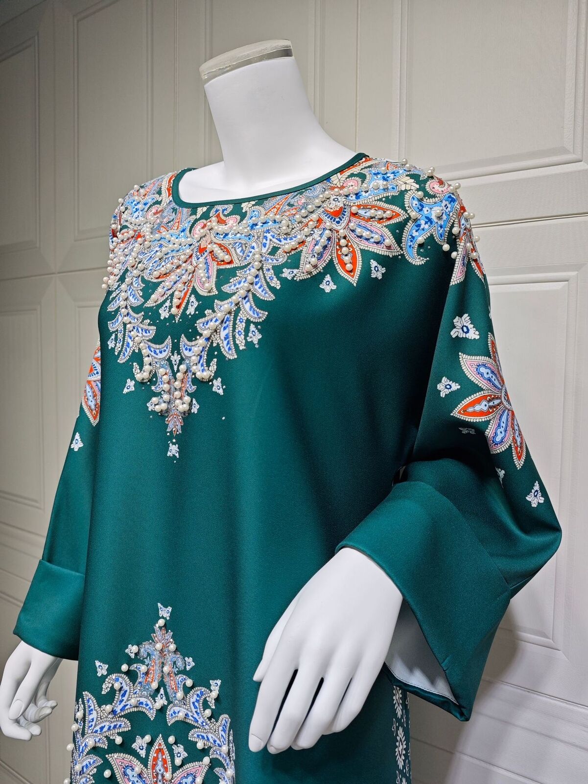 Women Muslim Abaya Maxi Dress Evening Kaftan Long Robe Floral Printed Arab Gown - Picture 34 of 406