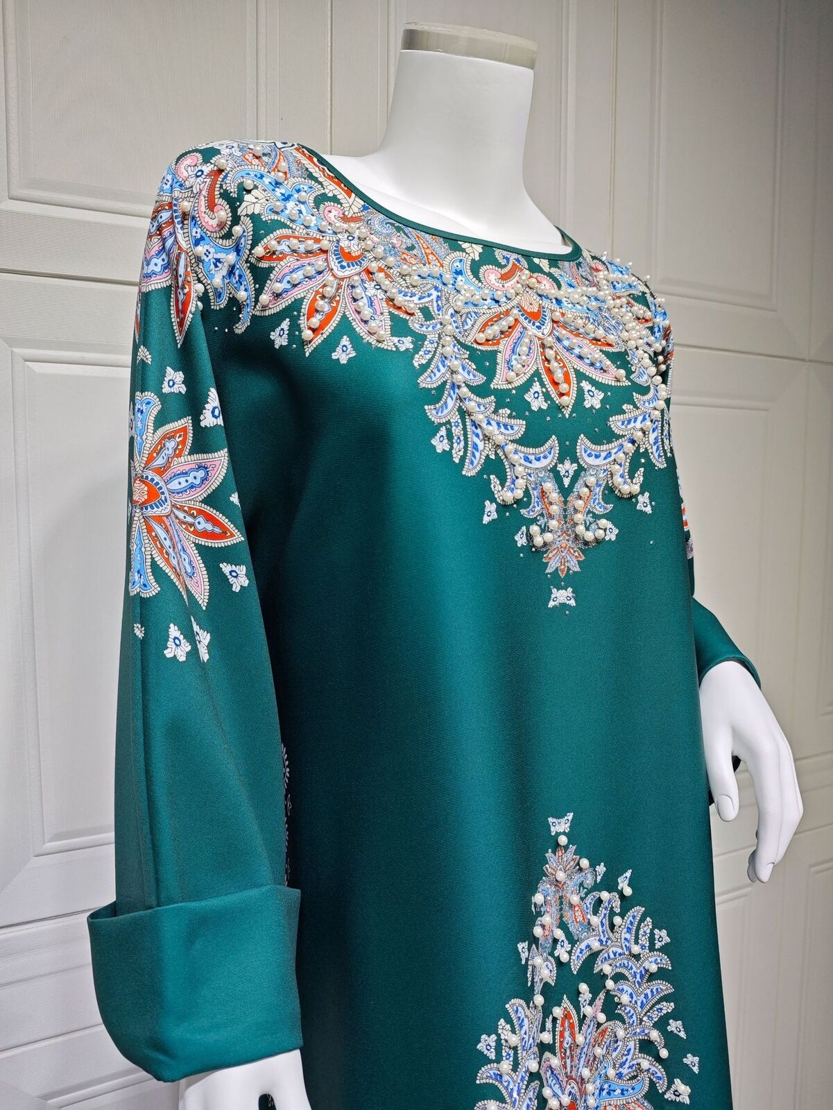 Women Muslim Abaya Maxi Dress Evening Kaftan Long Robe Floral Printed Arab Gown - Picture 35 of 406