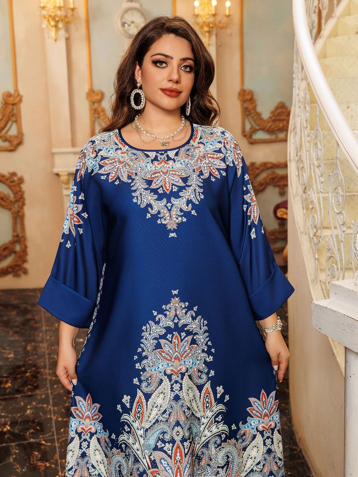 Women Muslim Abaya Maxi Dress Evening Kaftan Long Robe Floral Printed Arab Gown - Picture 37 of 406