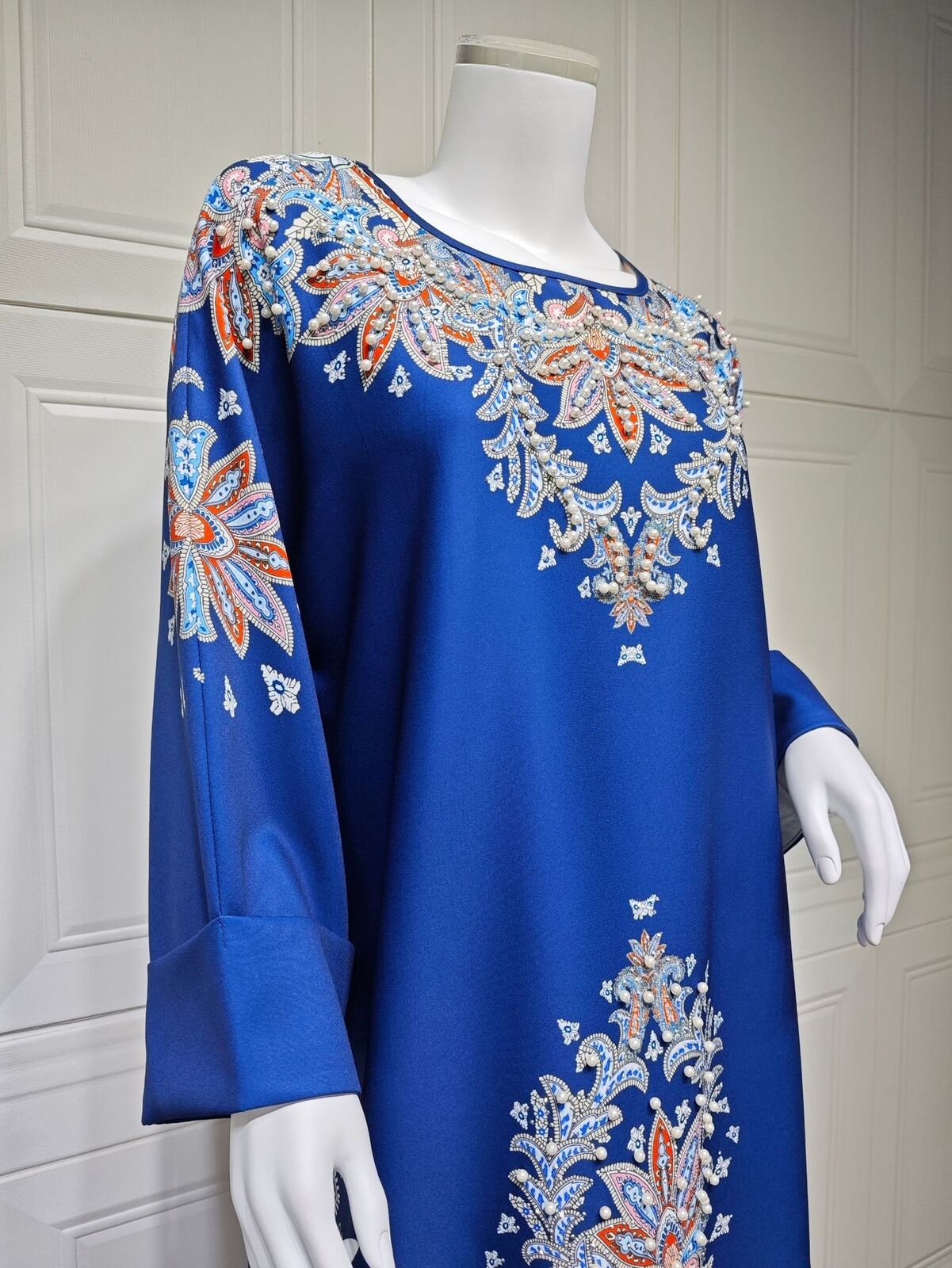 Women Muslim Abaya Maxi Dress Evening Kaftan Long Robe Floral Printed Arab Gown - Picture 44 of 406