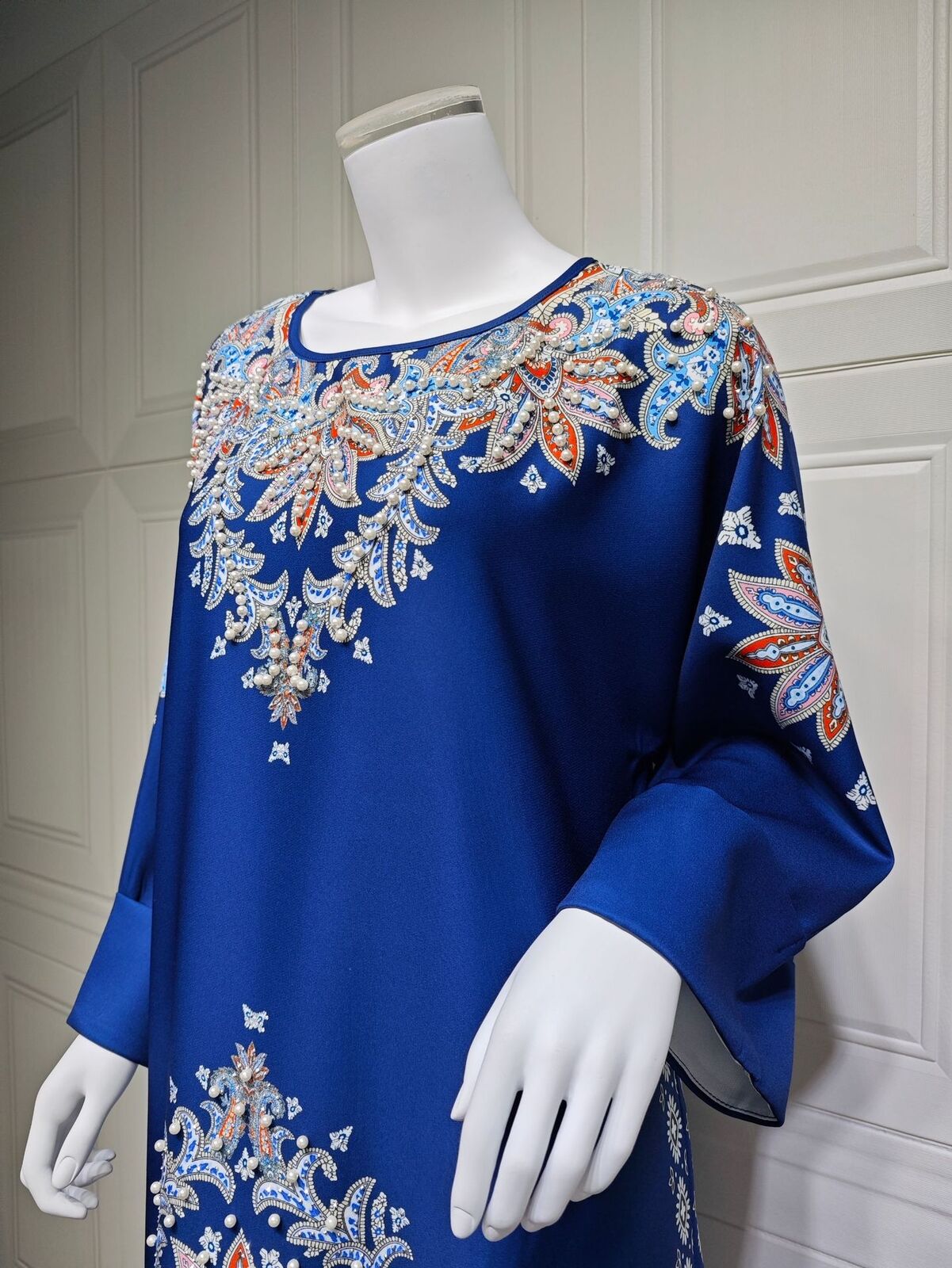 Women Muslim Abaya Maxi Dress Evening Kaftan Long Robe Floral Printed Arab Gown - Picture 45 of 406