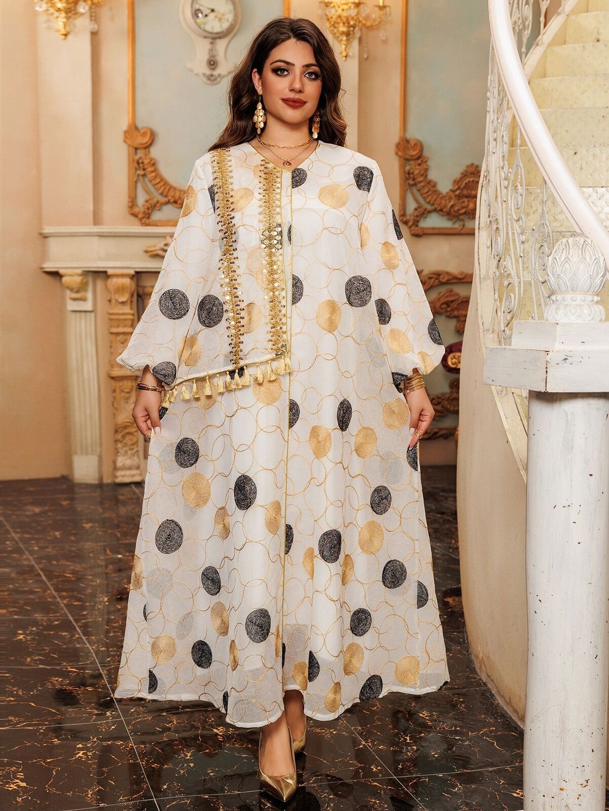 Women Muslim Abaya Maxi Dress Evening Kaftan Long Robe Floral Printed Arab Gown - Picture 59 of 406