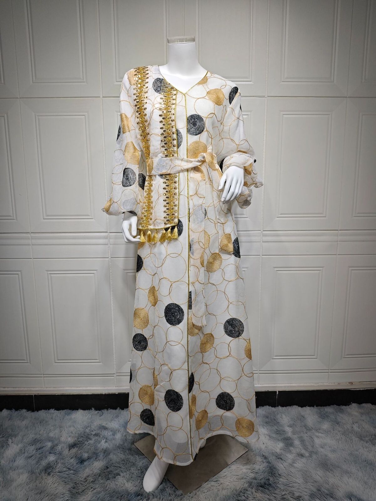 Women Muslim Abaya Maxi Dress Evening Kaftan Long Robe Floral Printed Arab Gown - Picture 61 of 406