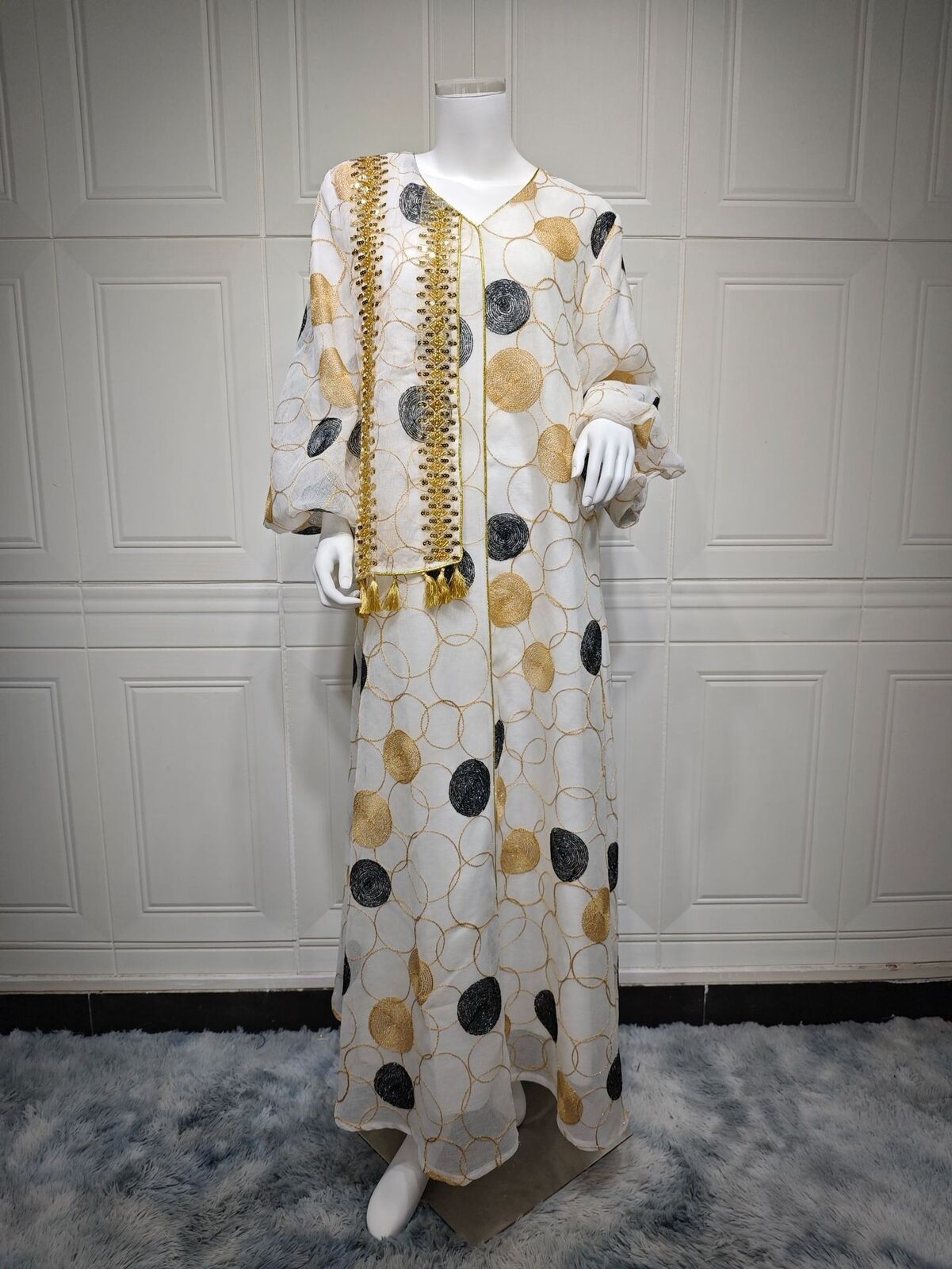 Women Muslim Abaya Maxi Dress Evening Kaftan Long Robe Floral Printed Arab Gown - Picture 63 of 406