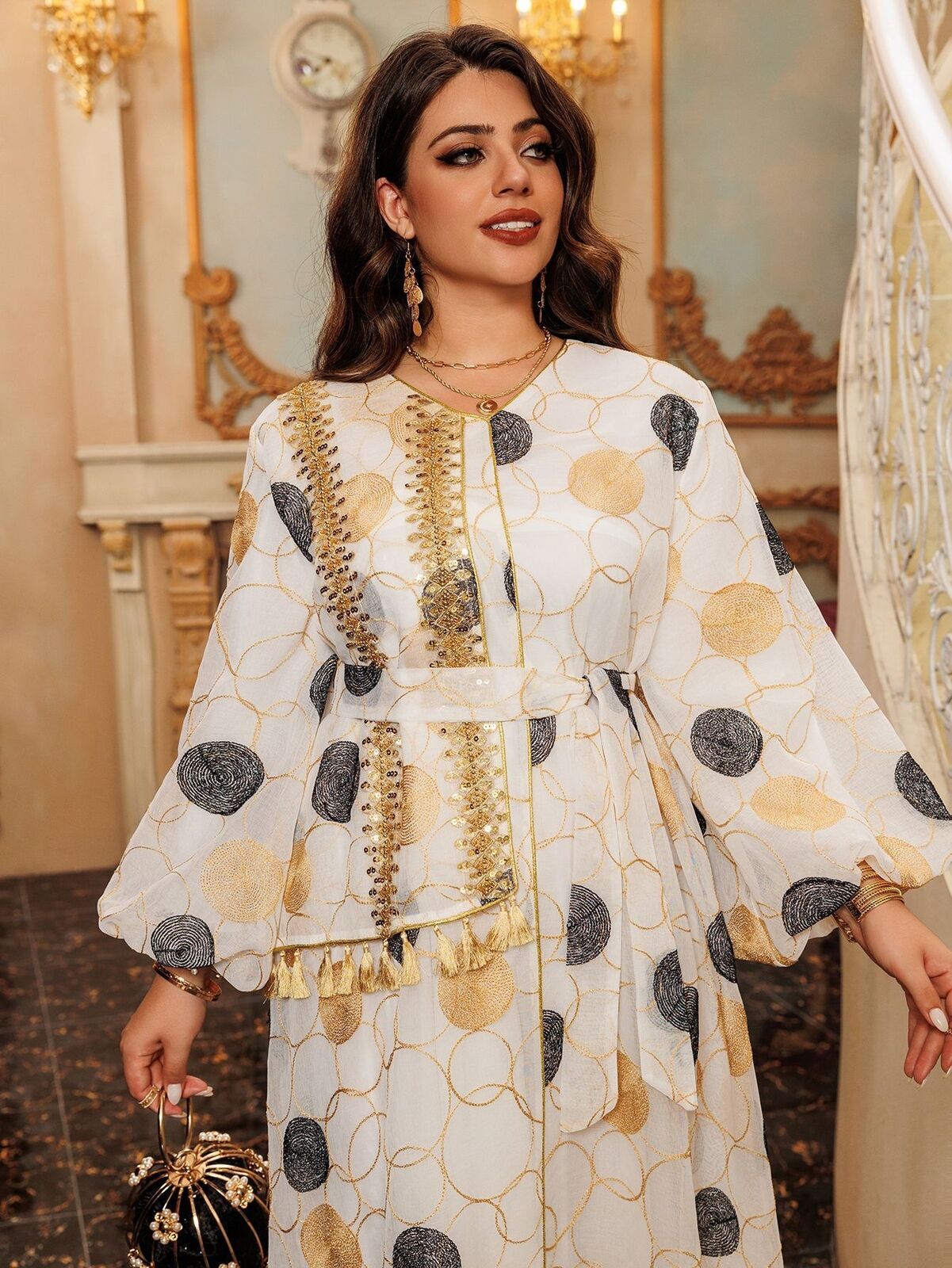 Women Muslim Abaya Maxi Dress Evening Kaftan Long Robe Floral Printed Arab Gown - Picture 65 of 406