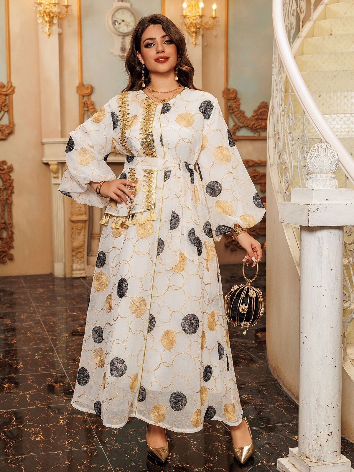 Women Muslim Abaya Maxi Dress Evening Kaftan Long Robe Floral Printed Arab Gown - Picture 66 of 406