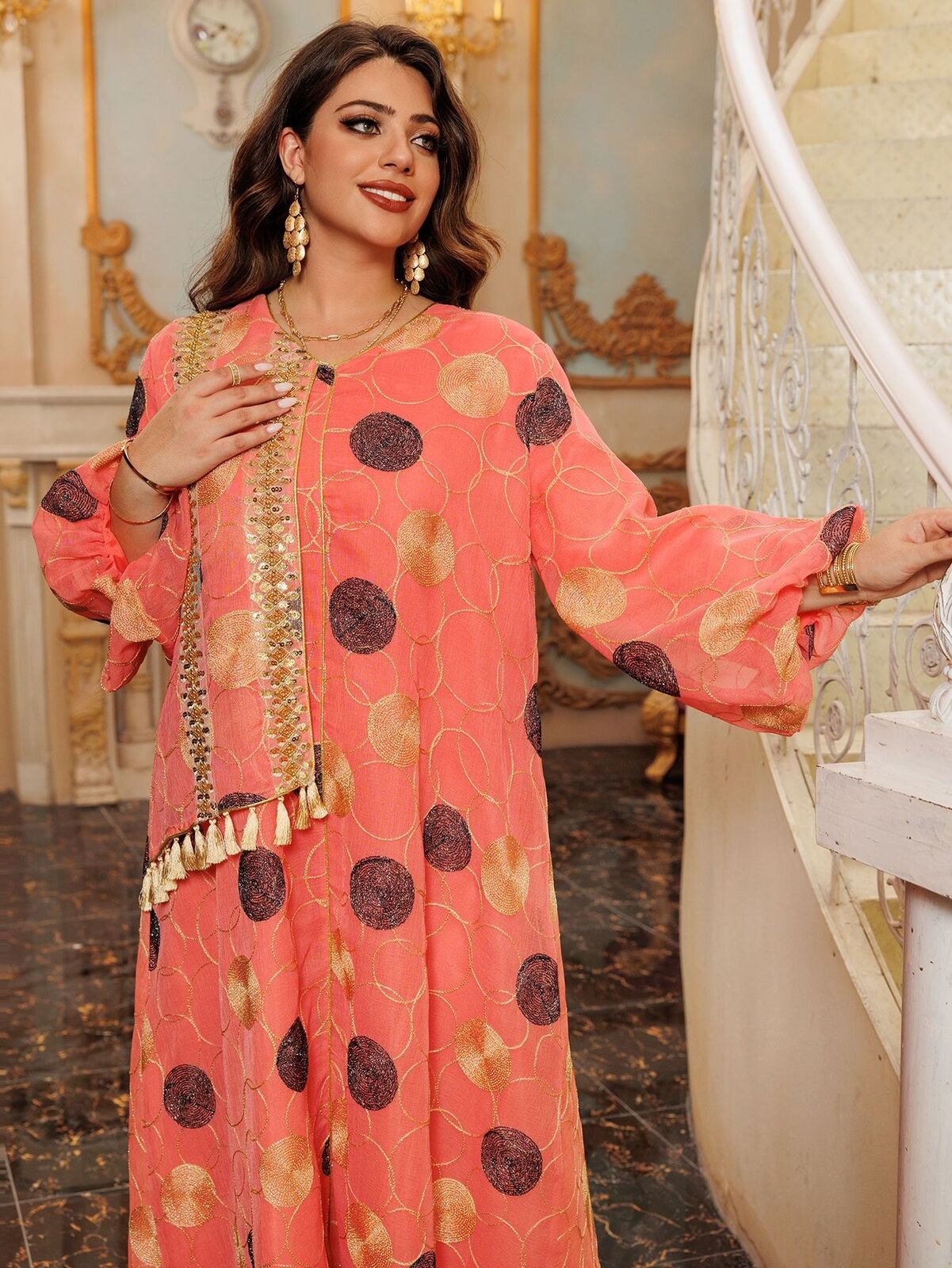 Women Muslim Abaya Maxi Dress Evening Kaftan Long Robe Floral Printed Arab Gown - Picture 71 of 406