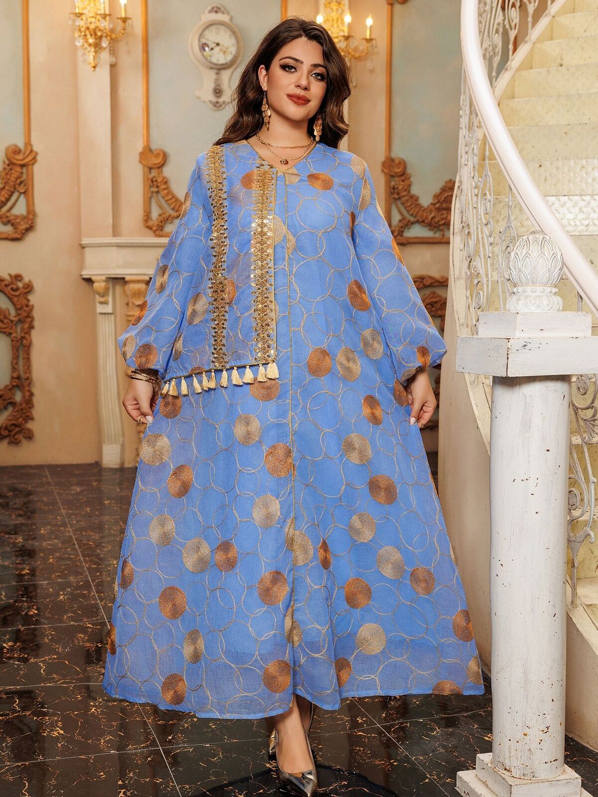 Women Muslim Abaya Maxi Dress Evening Kaftan Long Robe Floral Printed Arab Gown - Picture 77 of 406