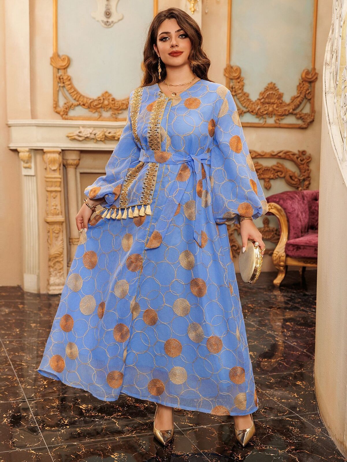 Women Muslim Abaya Maxi Dress Evening Kaftan Long Robe Floral Printed Arab Gown - Picture 80 of 406