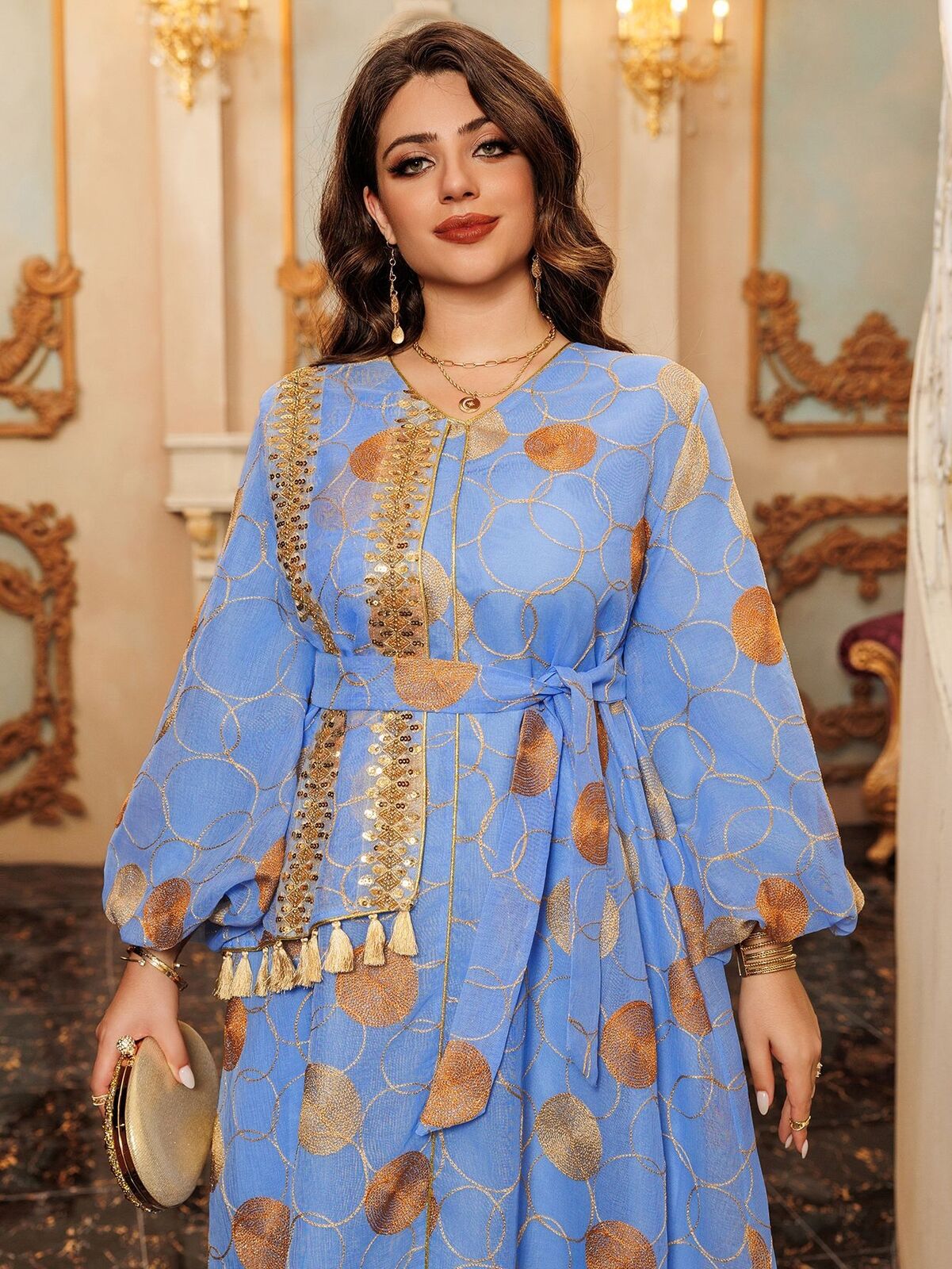 Women Muslim Abaya Maxi Dress Evening Kaftan Long Robe Floral Printed Arab Gown - Picture 82 of 406