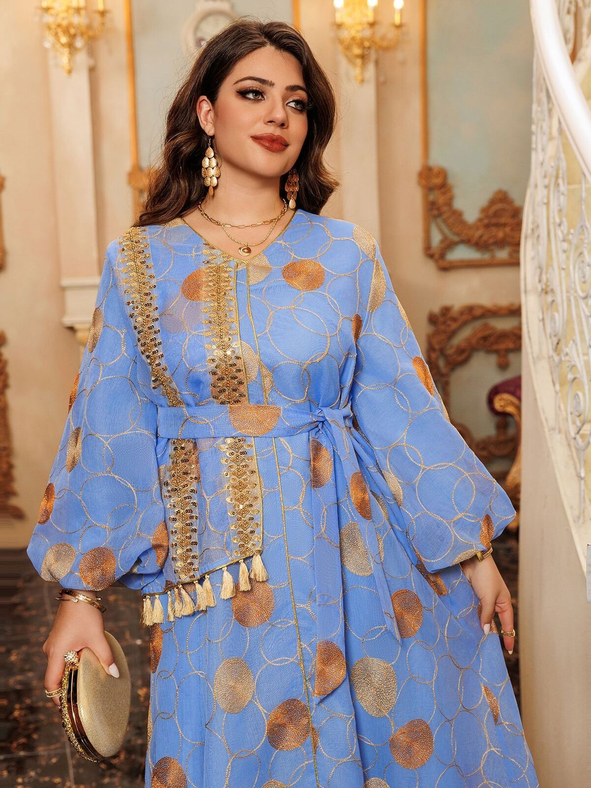 Women Muslim Abaya Maxi Dress Evening Kaftan Long Robe Floral Printed Arab Gown - Picture 83 of 406