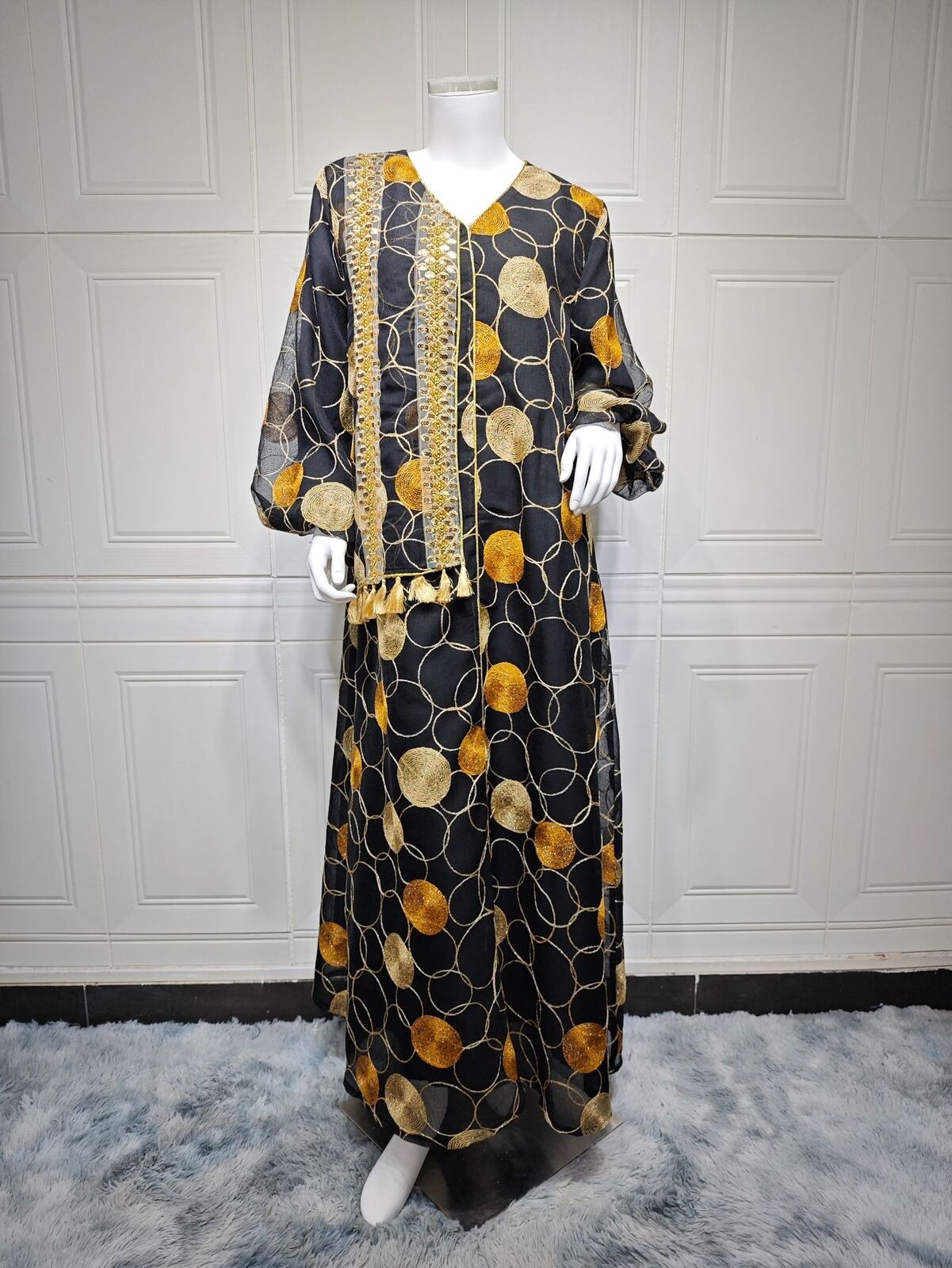 Women Muslim Abaya Maxi Dress Evening Kaftan Long Robe Floral Printed Arab Gown - Picture 88 of 406