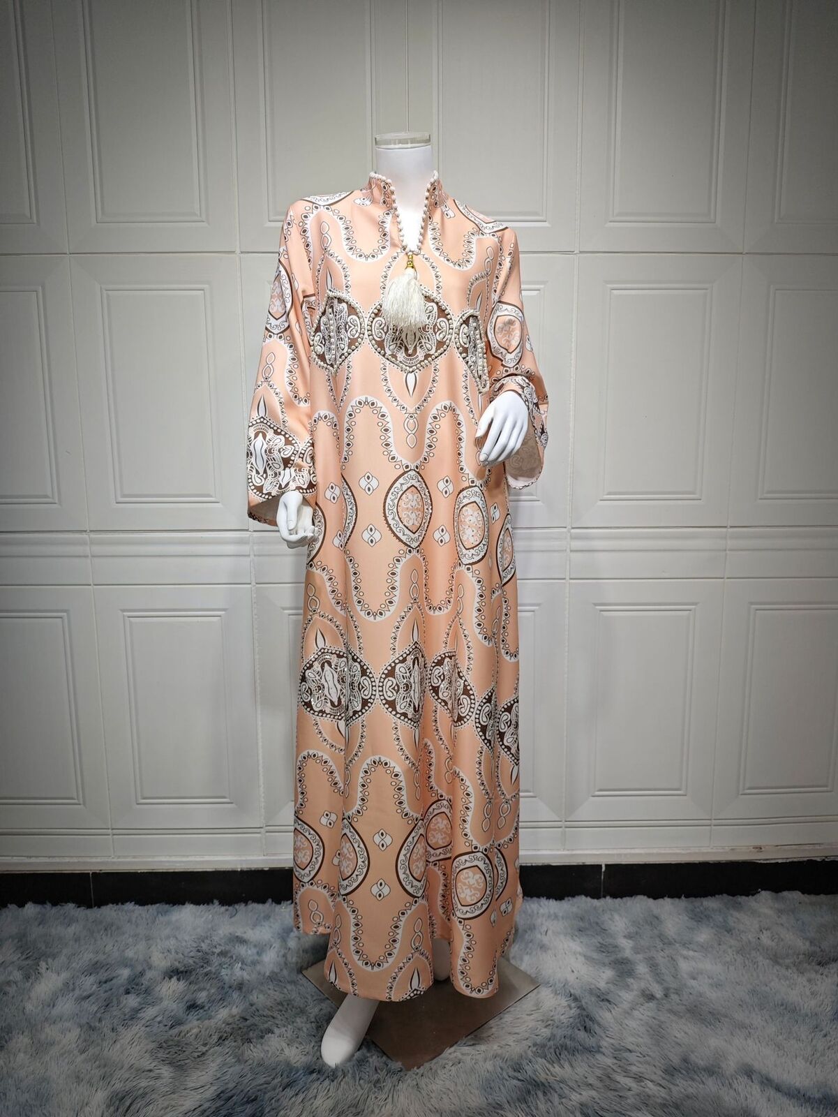 Women Muslim Abaya Maxi Dress Evening Kaftan Long Robe Floral Printed Arab Gown - Picture 131 of 406