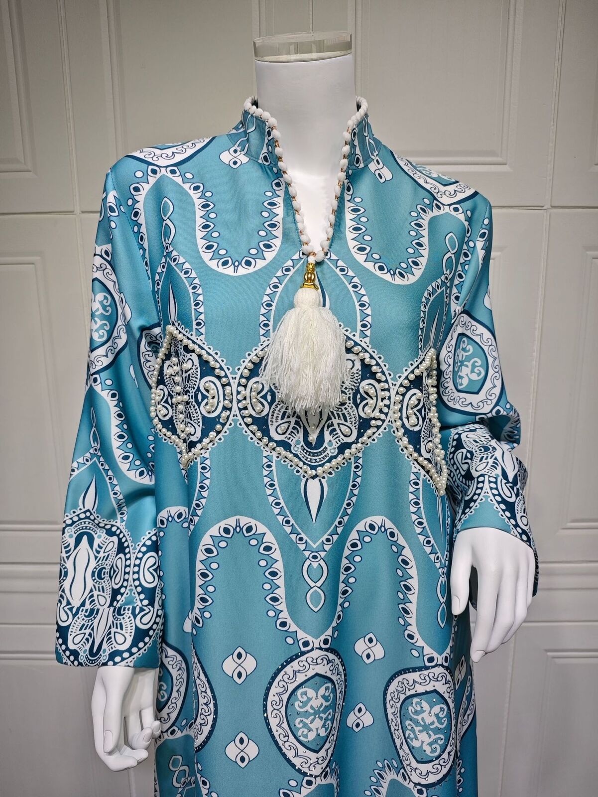 Women Muslim Abaya Maxi Dress Evening Kaftan Long Robe Floral Printed Arab Gown - Picture 142 of 406
