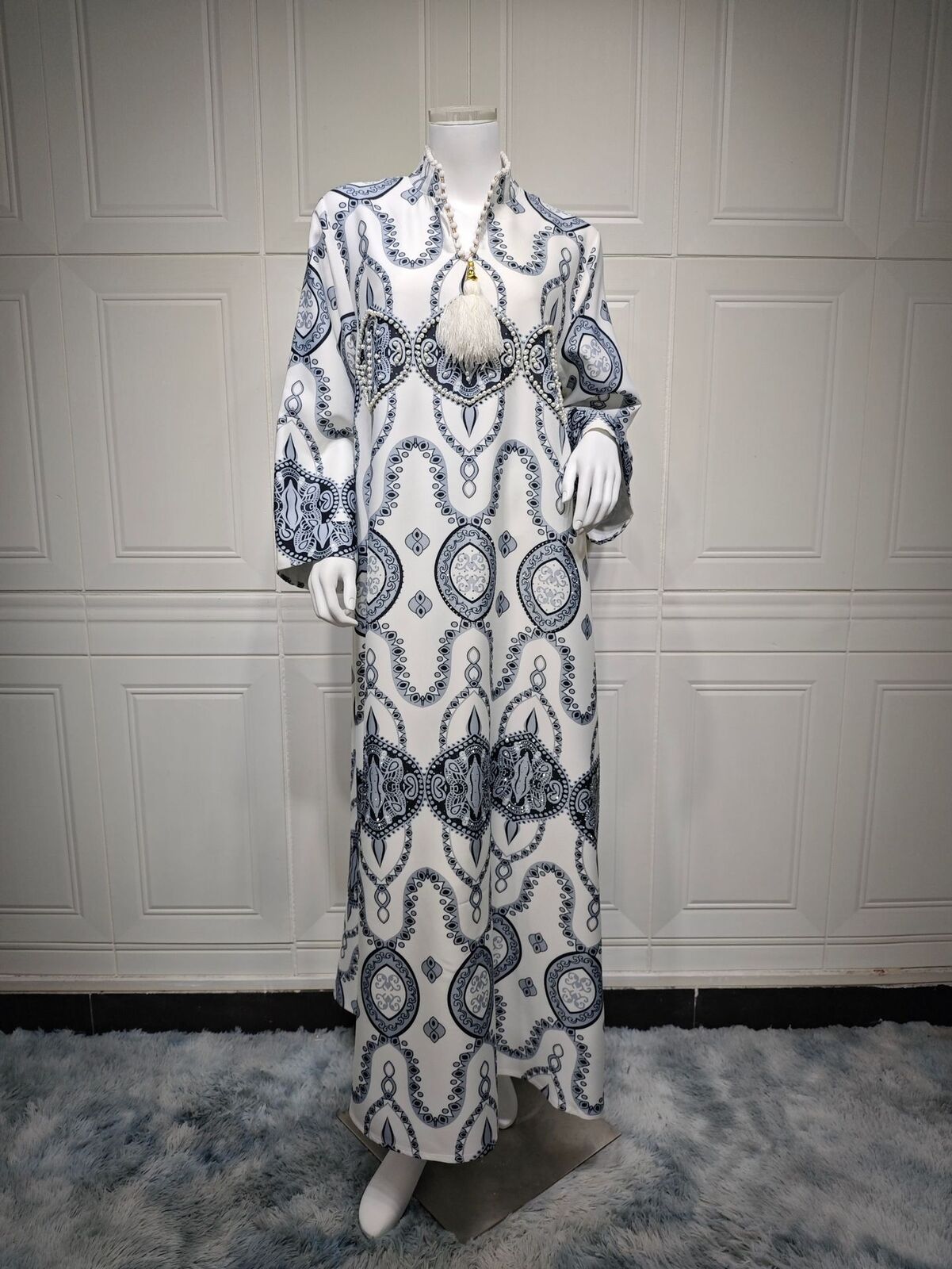 Women Muslim Abaya Maxi Dress Evening Kaftan Long Robe Floral Printed Arab Gown - Picture 146 of 406