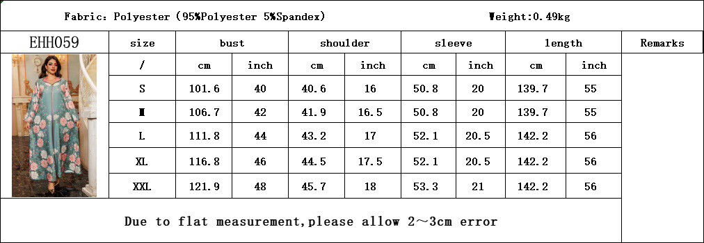 Women Muslim Abaya Maxi Dress Evening Kaftan Long Robe Floral Printed Arab Gown - Picture 168 of 406