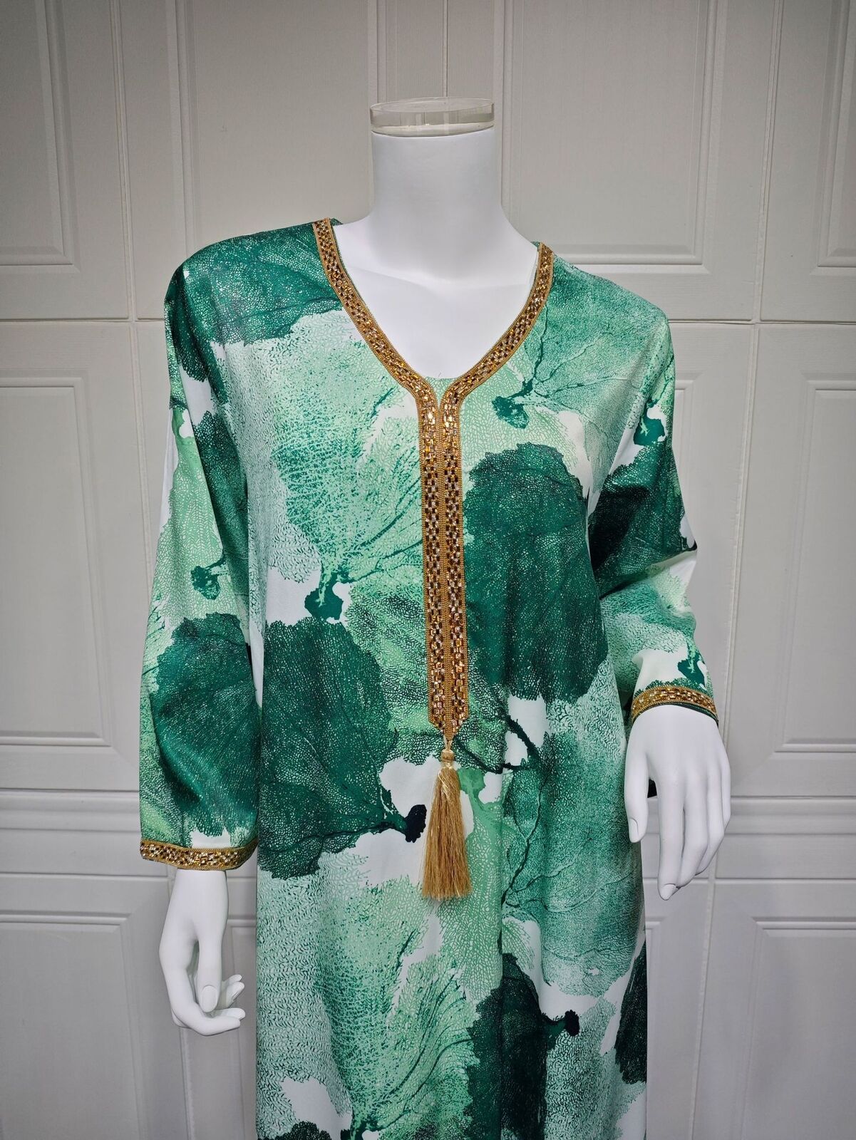 Women Muslim Abaya Maxi Dress Evening Kaftan Long Robe Floral Printed Arab Gown - Picture 181 of 406