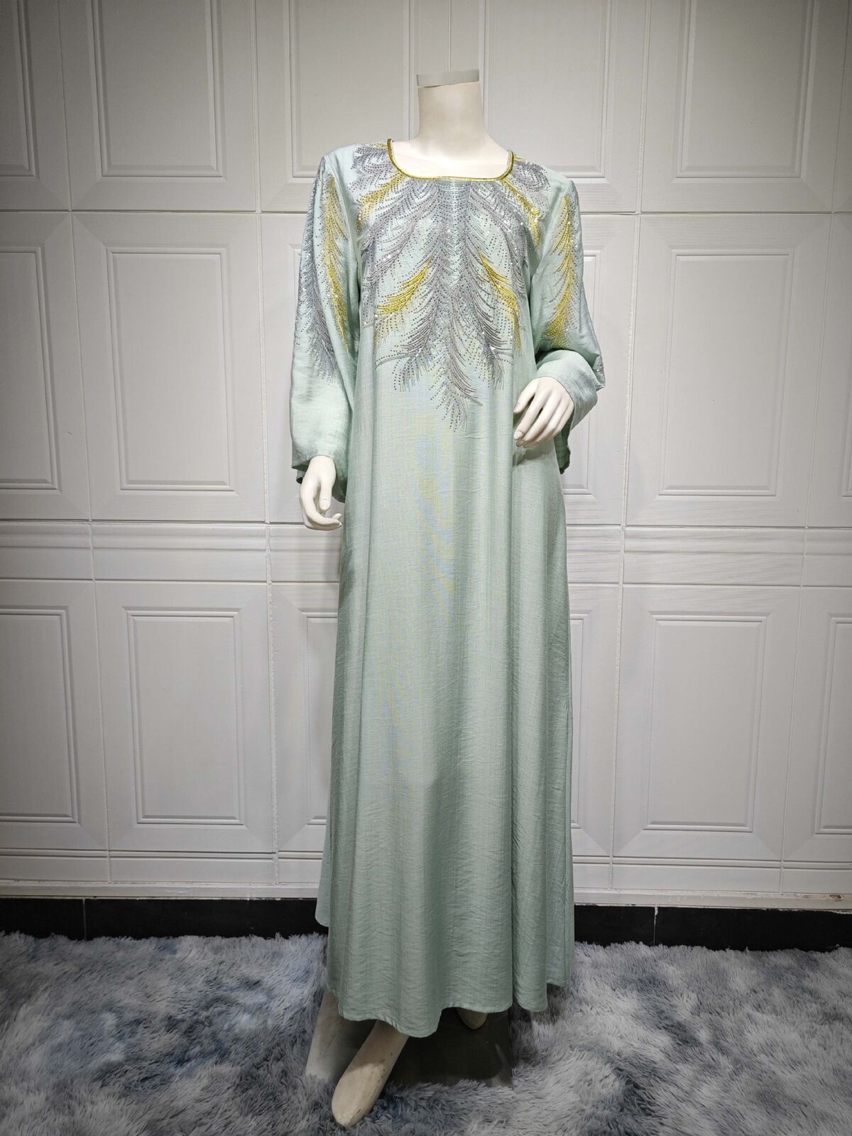 Women Muslim Abaya Maxi Dress Evening Kaftan Long Robe Floral Printed Arab Gown - Picture 200 of 406