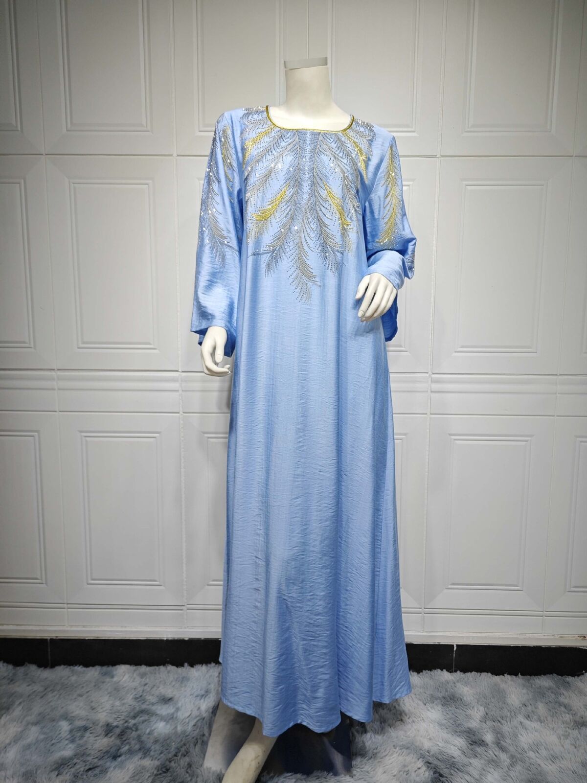 Women Muslim Abaya Maxi Dress Evening Kaftan Long Robe Floral Printed Arab Gown - Picture 206 of 406