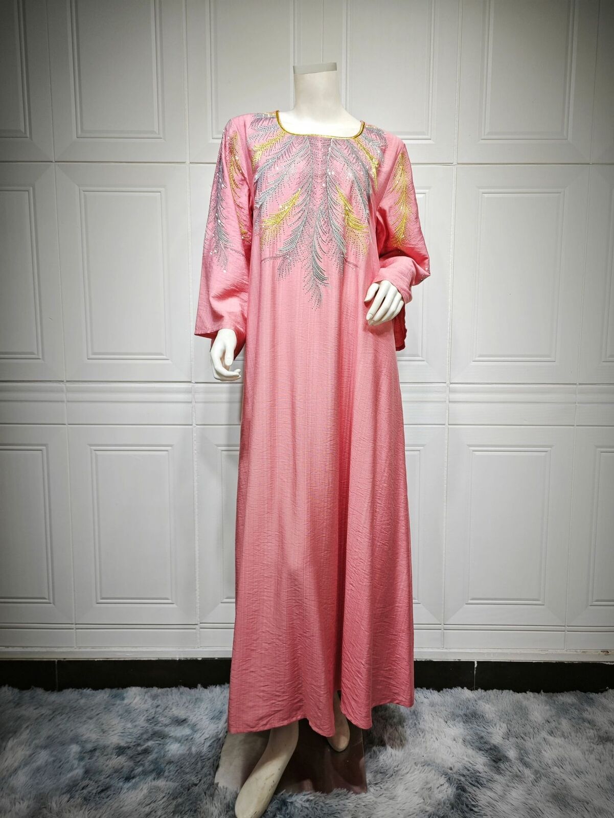 Women Muslim Abaya Maxi Dress Evening Kaftan Long Robe Floral Printed Arab Gown - Picture 226 of 406