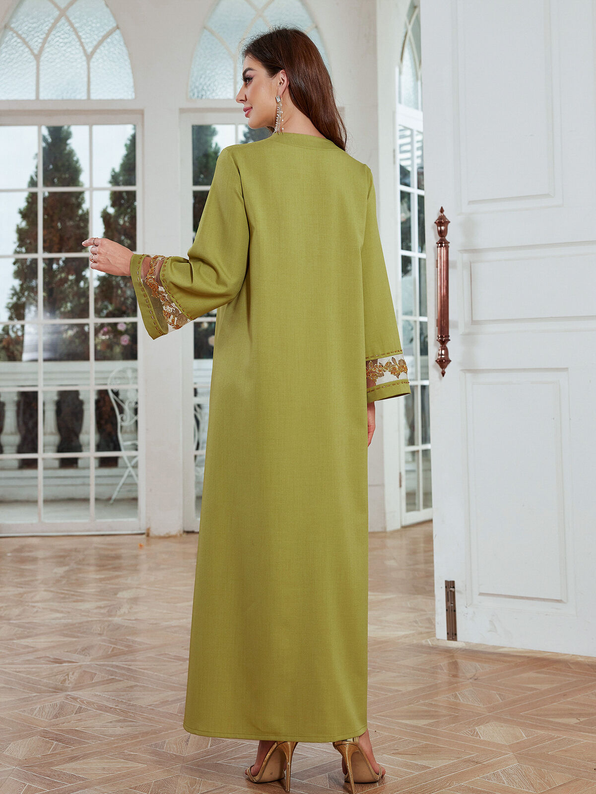 Women Muslim Abaya Maxi Dress Evening Kaftan Long Robe Floral Printed Arab Gown - Picture 236 of 406