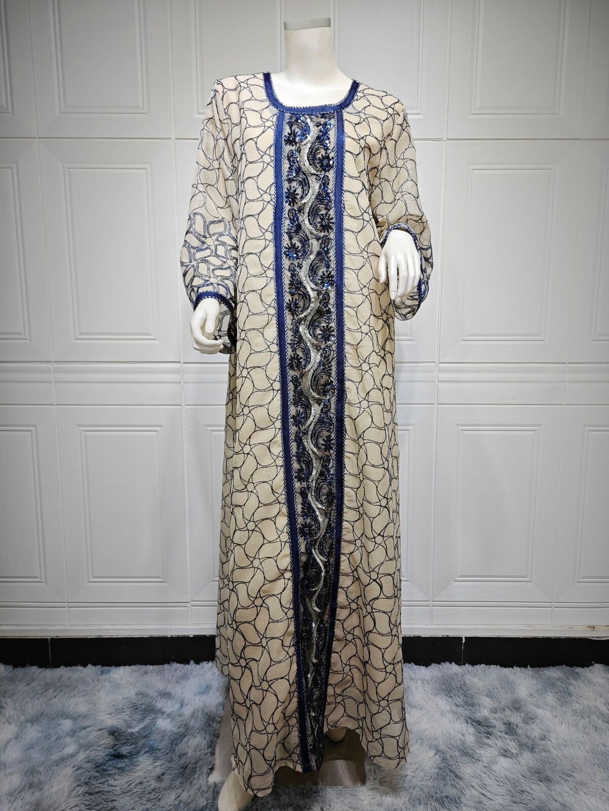 Women Muslim Abaya Maxi Dress Evening Kaftan Long Robe Floral Printed Arab Gown - Picture 244 of 406