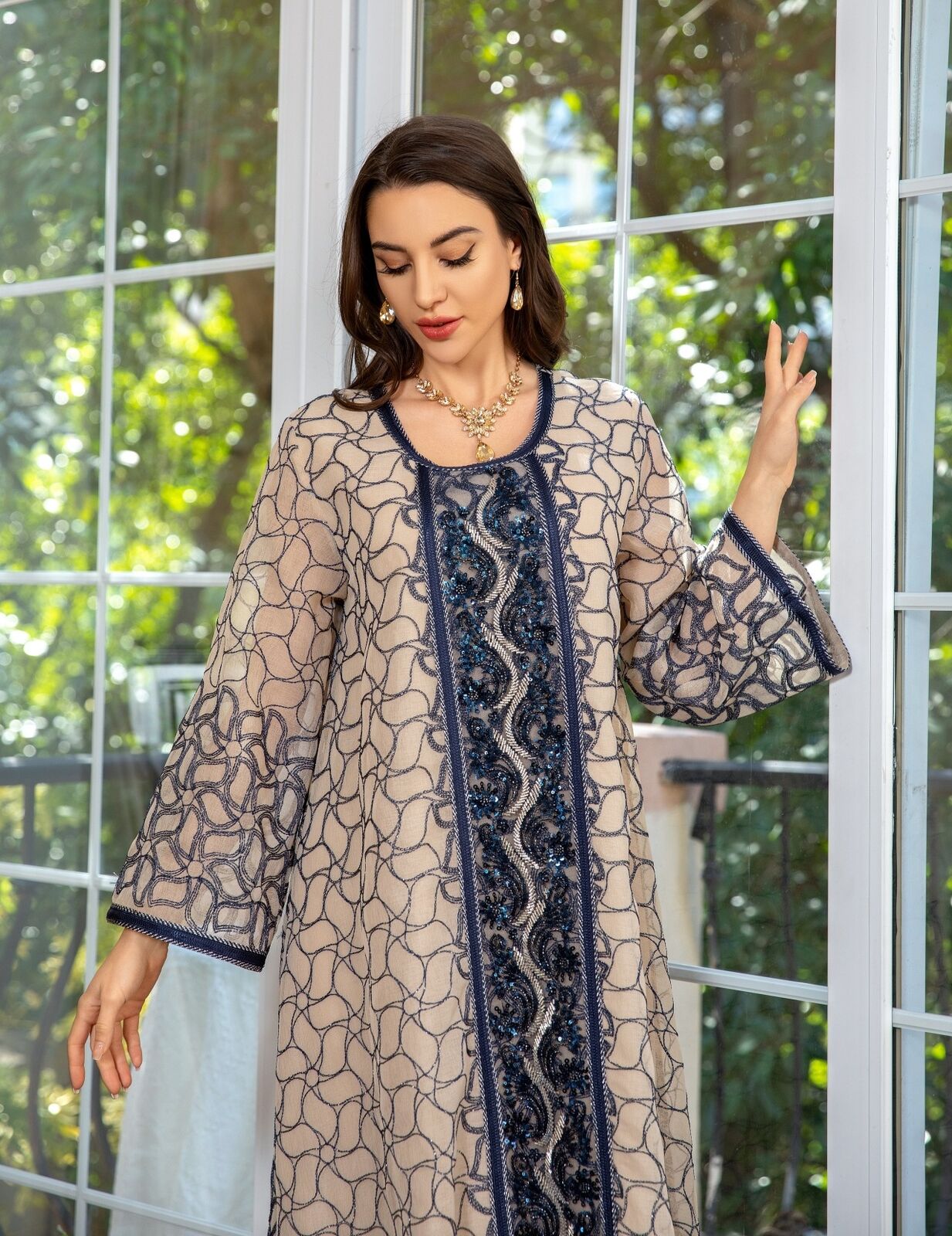 Women Muslim Abaya Maxi Dress Evening Kaftan Long Robe Floral Printed Arab Gown - Picture 247 of 406