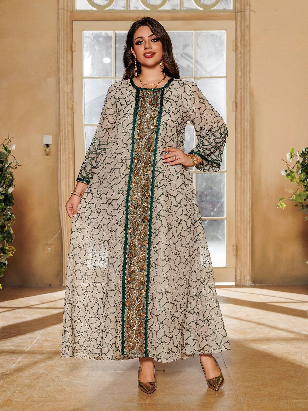Women Muslim Abaya Maxi Dress Evening Kaftan Long Robe Floral Printed Arab Gown - Picture 249 of 406