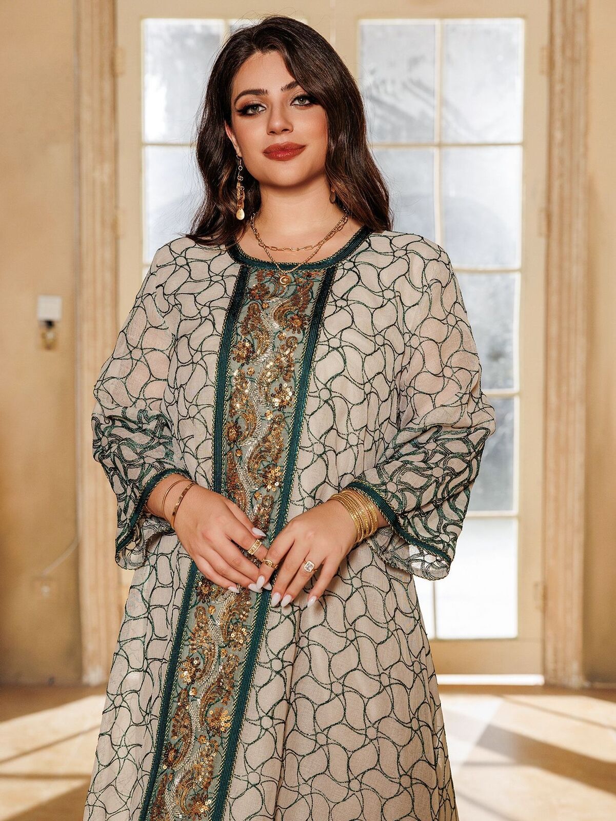 Women Muslim Abaya Maxi Dress Evening Kaftan Long Robe Floral Printed Arab Gown - Picture 250 of 406