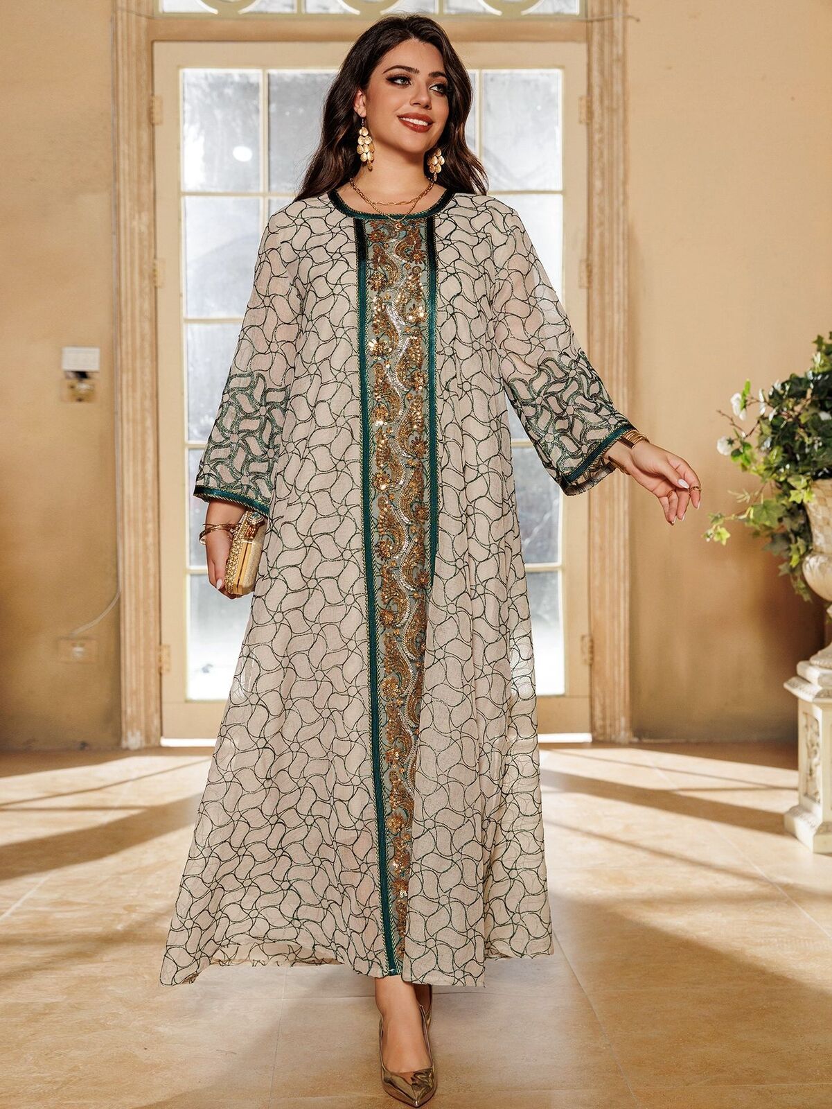 Women Muslim Abaya Maxi Dress Evening Kaftan Long Robe Floral Printed Arab Gown - Picture 251 of 406