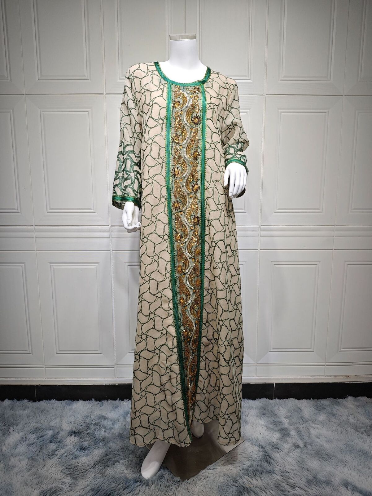 Women Muslim Abaya Maxi Dress Evening Kaftan Long Robe Floral Printed Arab Gown - Picture 252 of 406