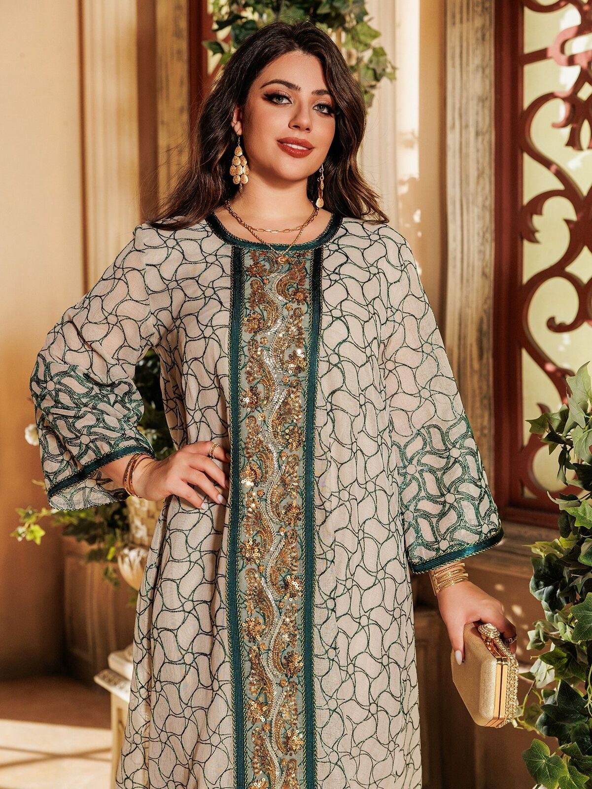 Women Muslim Abaya Maxi Dress Evening Kaftan Long Robe Floral Printed Arab Gown - Picture 253 of 406
