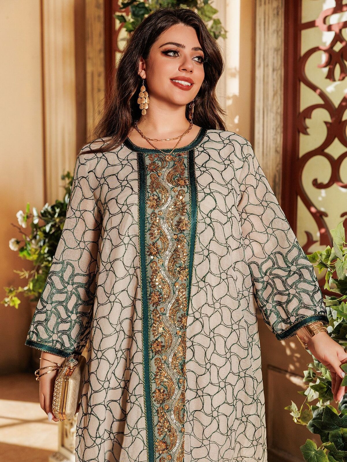 Women Muslim Abaya Maxi Dress Evening Kaftan Long Robe Floral Printed Arab Gown - Picture 255 of 406