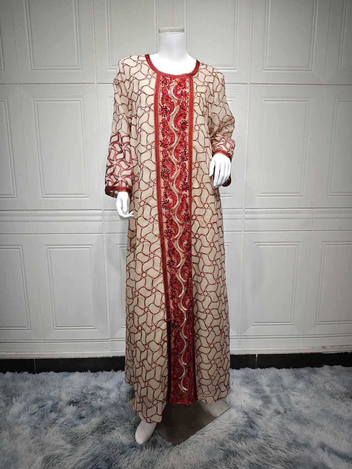 Women Muslim Abaya Maxi Dress Evening Kaftan Long Robe Floral Printed Arab Gown - Picture 258 of 406