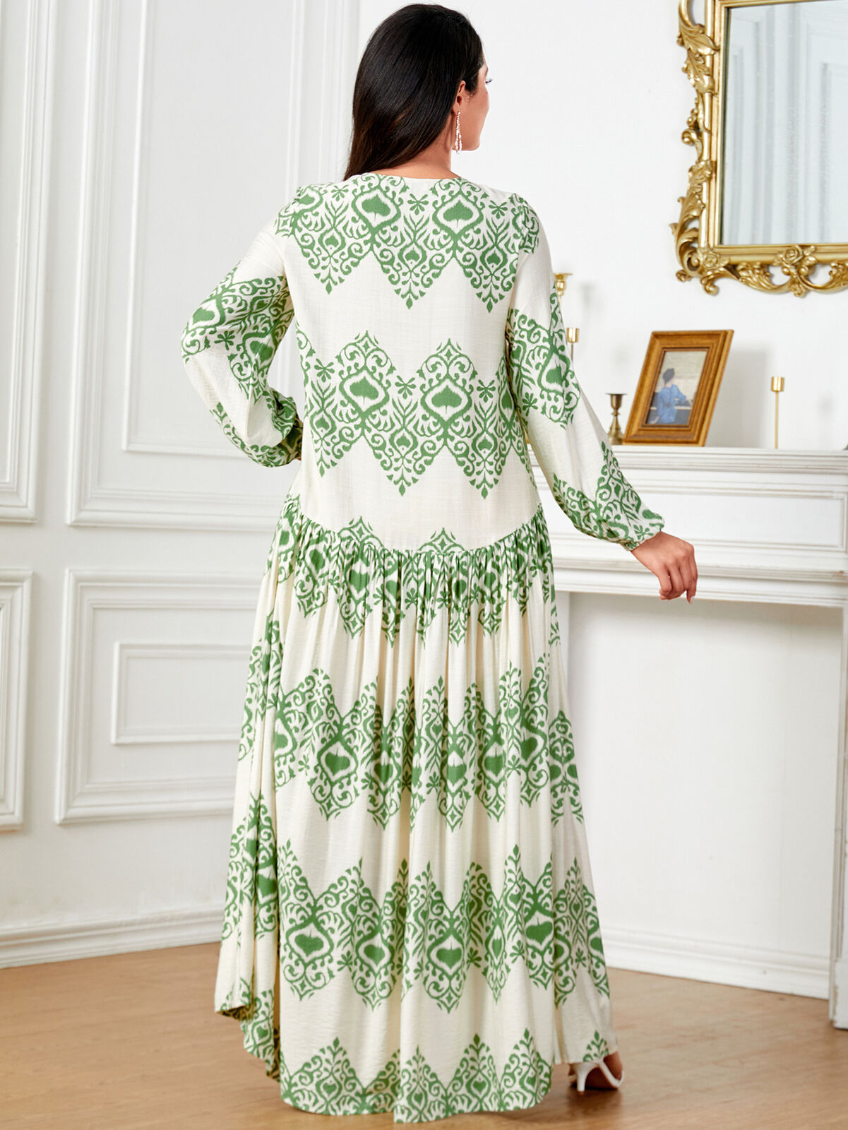Women Muslim Abaya Maxi Dress Evening Kaftan Long Robe Floral Printed Arab Gown - Picture 271 of 406