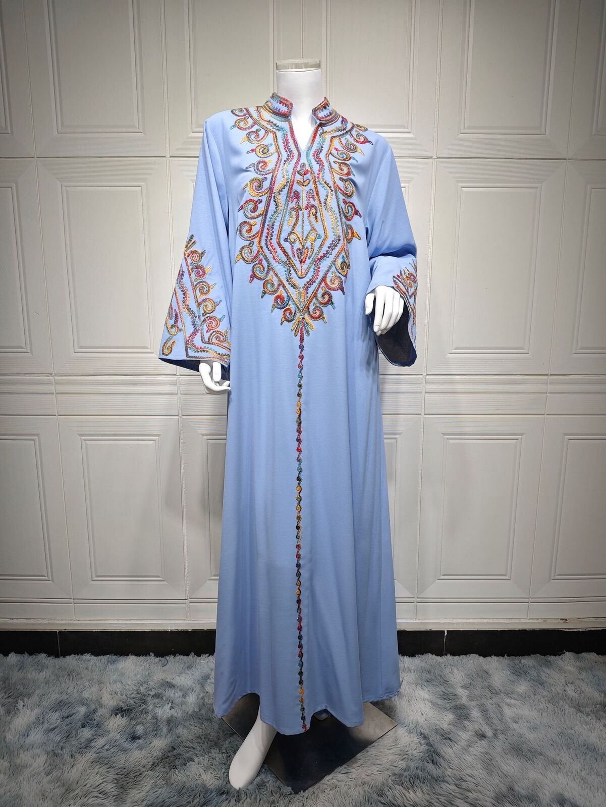 Women Muslim Abaya Maxi Dress Evening Kaftan Long Robe Floral Printed Arab Gown - Picture 277 of 406