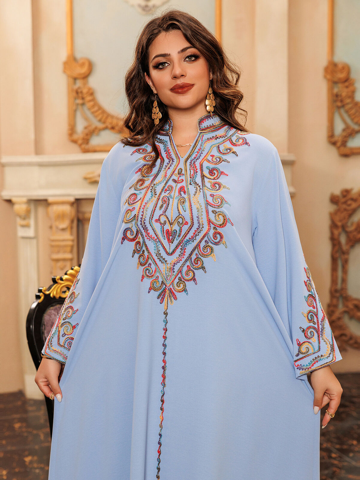 Women Muslim Abaya Maxi Dress Evening Kaftan Long Robe Floral Printed Arab Gown - Picture 281 of 406