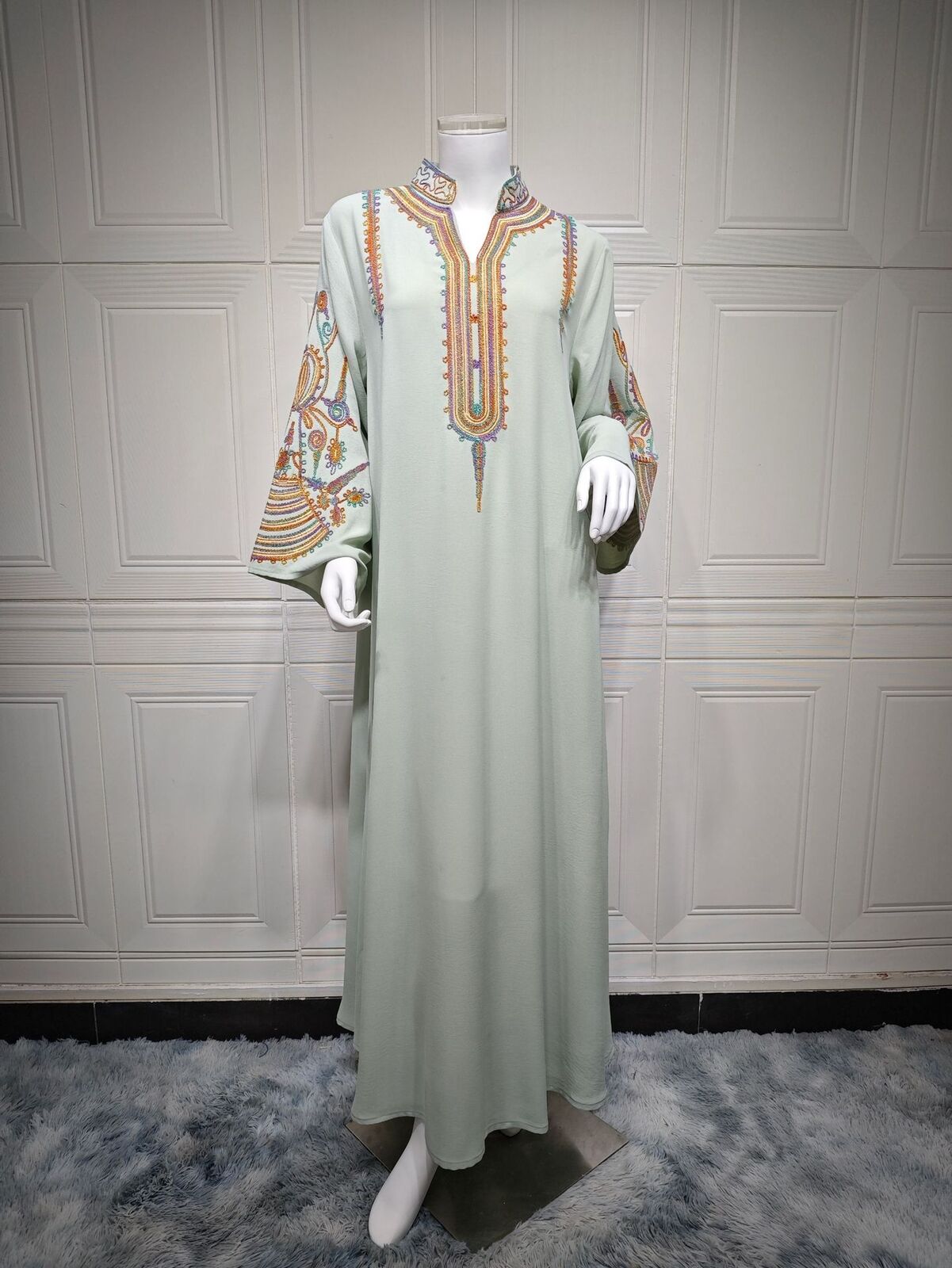Women Muslim Abaya Maxi Dress Evening Kaftan Long Robe Floral Printed Arab Gown - Picture 296 of 406