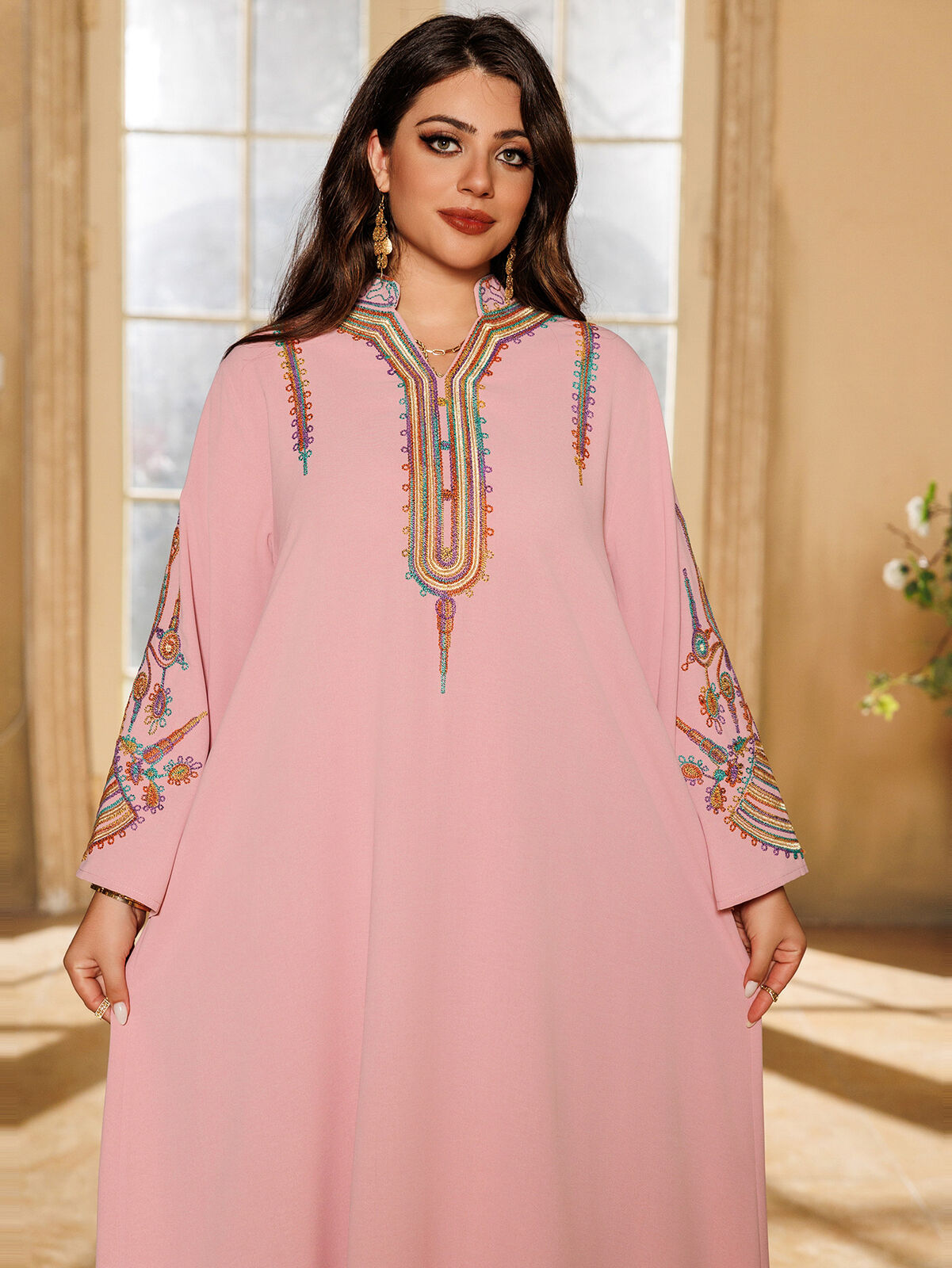 Women Muslim Abaya Maxi Dress Evening Kaftan Long Robe Floral Printed Arab Gown - Picture 301 of 406